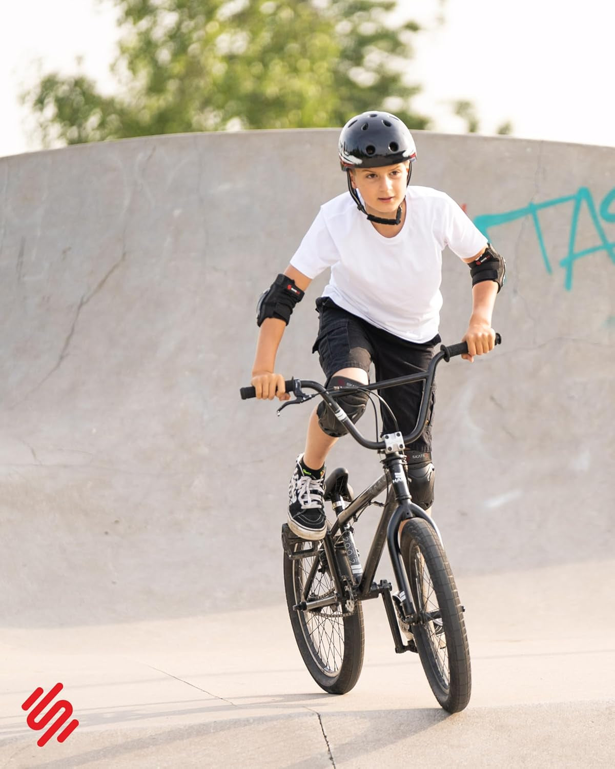 Knee Pads for Kids - Knee and Elbow Pads Set - PROTECT-1 - Size S Black - Wrist Guards Skating Protective Gear, Skateboard, Roller Skate, Ice Skates for Kids