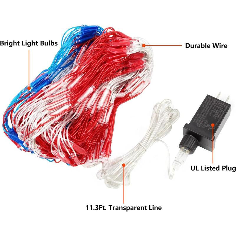 Super Larger Size American Flag Lights, July 4Th Patriotic Lights with Ultra-Bright 420 LED, Waterproof Led Flag Net Light of USA, 4Th of July Decor Independence Day Memorial Day
