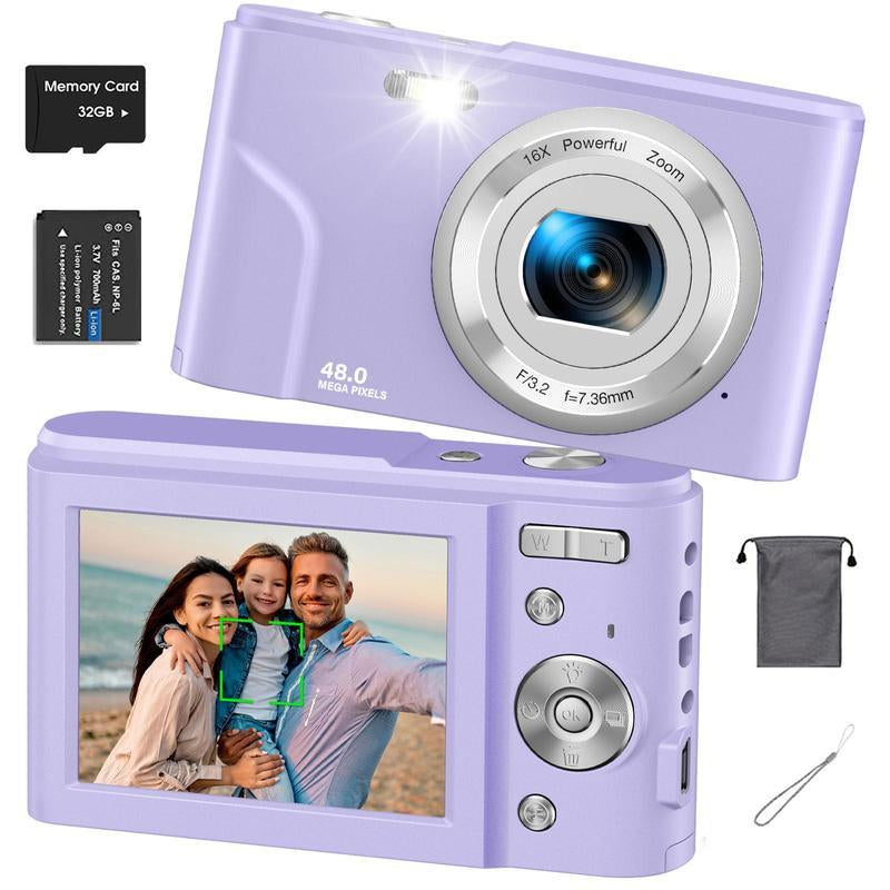 Digital Camera, Portable FHD 1080P Digital Cameras, 48MP 16X Digital Zoom with 2.8" IPS Compact Small Vintage Camera for Vlogging, Point Shoot Camera.
