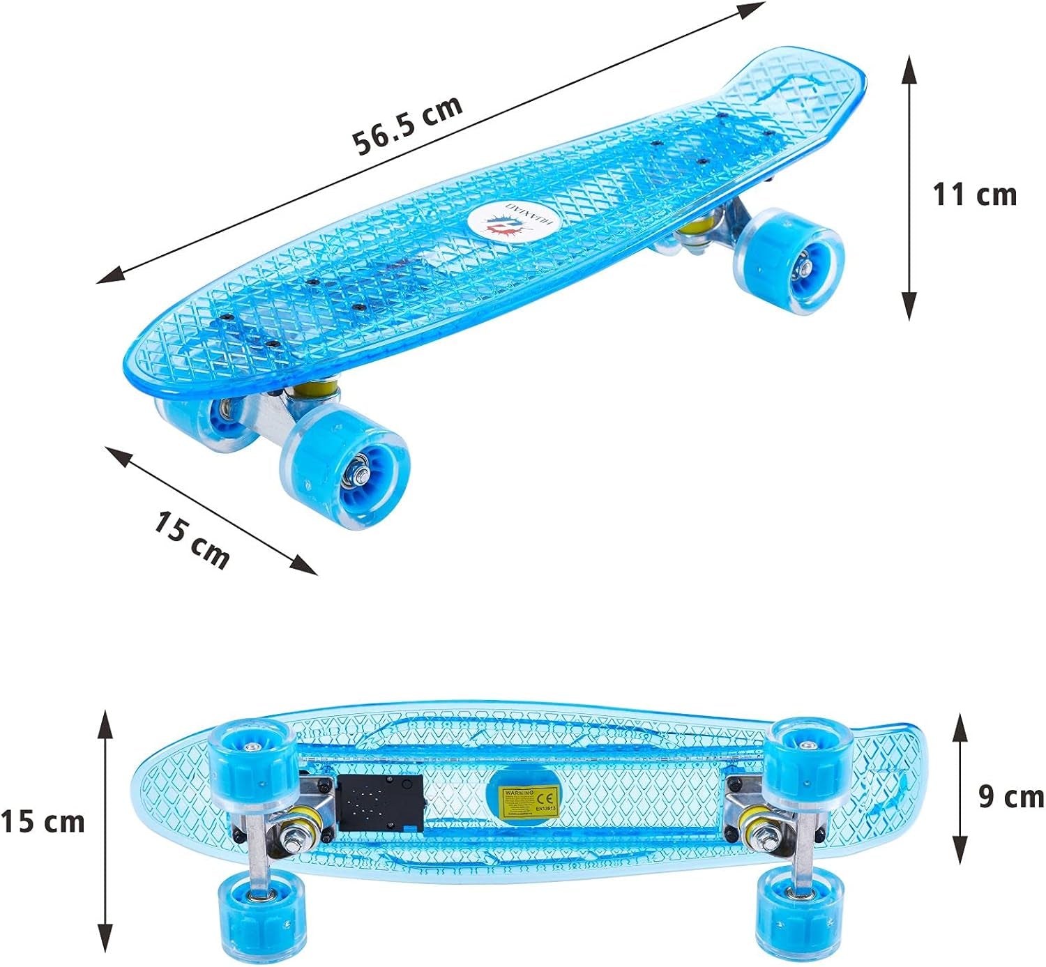 22 Inch Skateboard- with Led Light up Wheels for Beginners,Complete Mini Cruiser Retro Skateboard for Kid,Smooth Riding,Durable Polypropylene with Pu Wheels