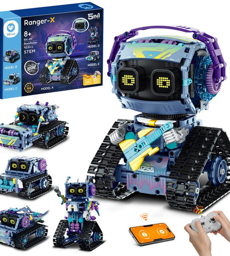 Sillbird Robot Building Kit with Remote Control Christmas STEM Gifts for Kids Boys Ages 8-12, Coding Robotic Projects Creative Toys for Birthday - Build 5In1 Model with 433 Pieces