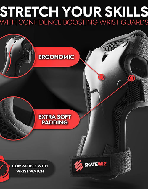 Load image into Gallery viewer, Knee Pads for Kids - Knee and Elbow Pads Set - PROTECT-1 - Size S Black - Wrist Guards Skating Protective Gear, Skateboard, Roller Skate, Ice Skates for Kids
