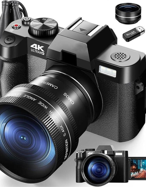Load image into Gallery viewer, 4K Digital Cameras for Photography, 48MP Vlogging Camera for Youtube with Wifi, 180° Flip Screen Compact Camera with Flash

