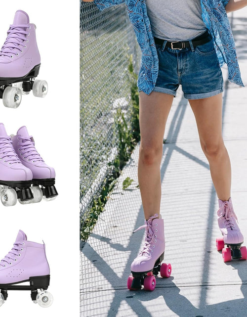Load image into Gallery viewer, Roller Skates for Women and Men Cowhide High-Top Shoes Classic Double-Row Roller Skate Four-Wheel Roller Skates for Men Girls Unisex
