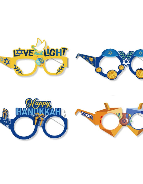 Load image into Gallery viewer, 8Pcs Hanukkah Party Paper Glasses Props Interesting Holiday Glasses Frames Hanukkah Party DIY Photo Booth Props Glasses Decorate
