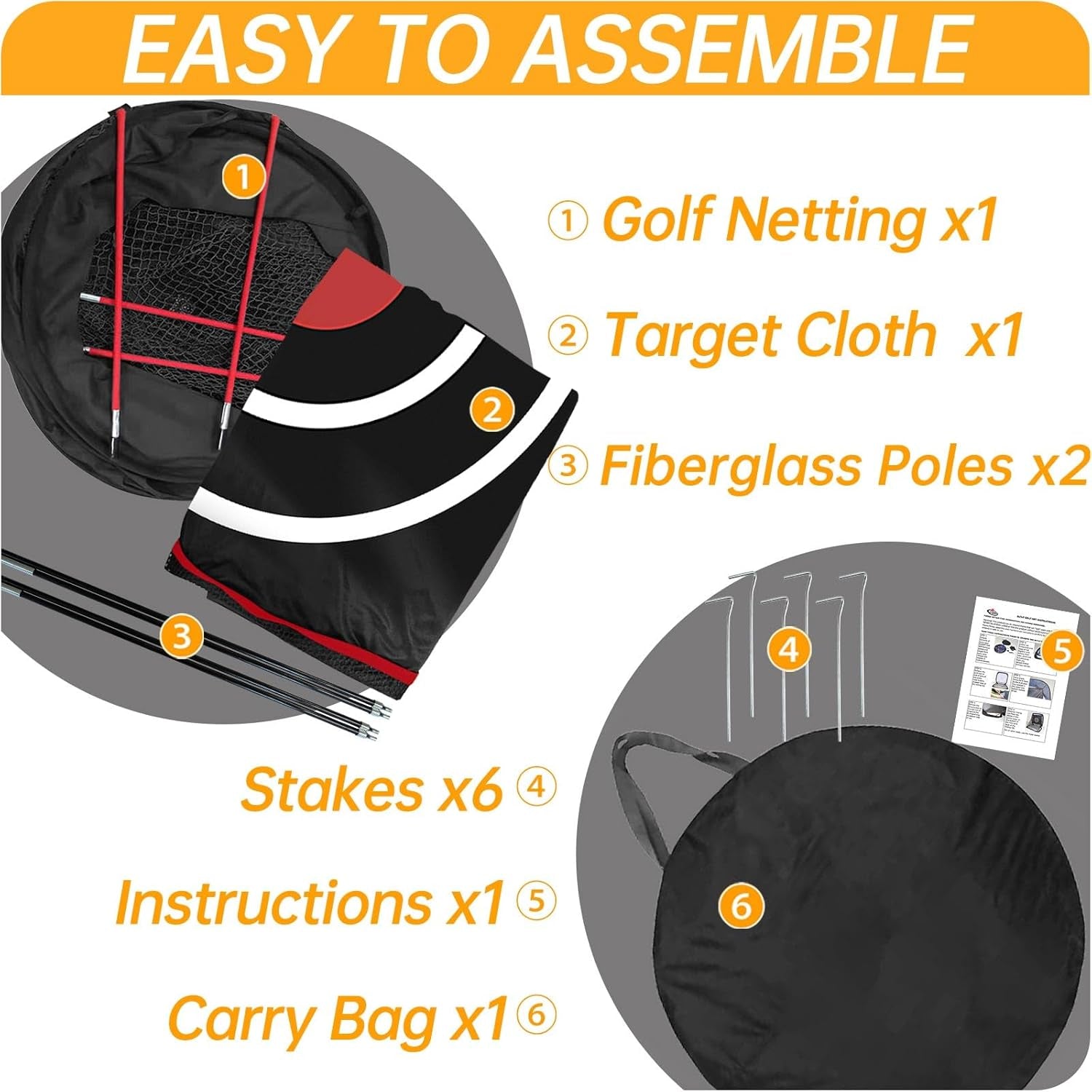 Golf Pop-Up Hitting Cage: 8X7X7Ft Practice Net with Target Portable Backyard Garage Training for Driving Chipping Swing Beginners & Golf Enthusiasts