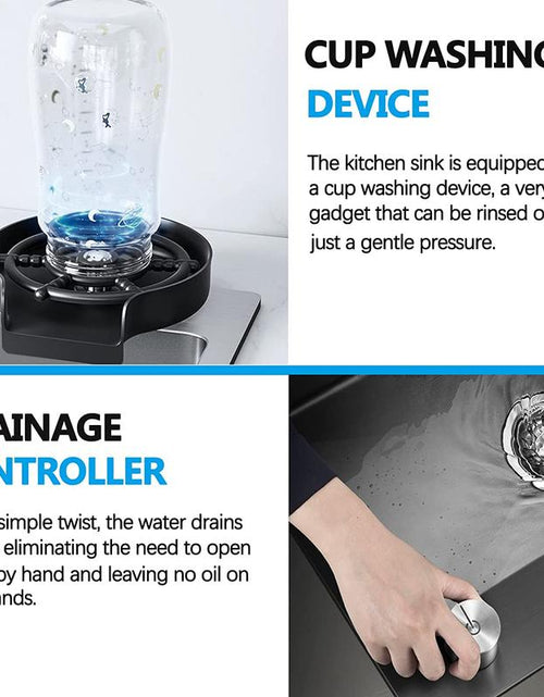 Load image into Gallery viewer, Bronstarz 29.5*18 INCH Black Nano Drop in Kitchen Sink 304 Stainless Steel Waterfall Sink with Pull down Sprayhead Faucet Single Bowl Drop in Kitchen Sink Workstation with LED TEMP Display (29.5 X 18 IN)
