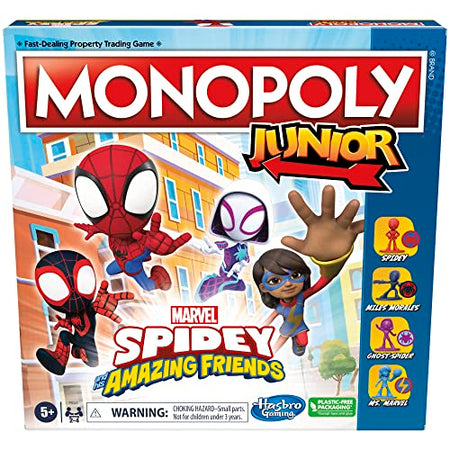 Monopoly Junior: Marvel Spidey and His Amazing Friends Edition Board Game for Kids Ages 5+ with Artwork from The Animated Series Kids Board Games (English)