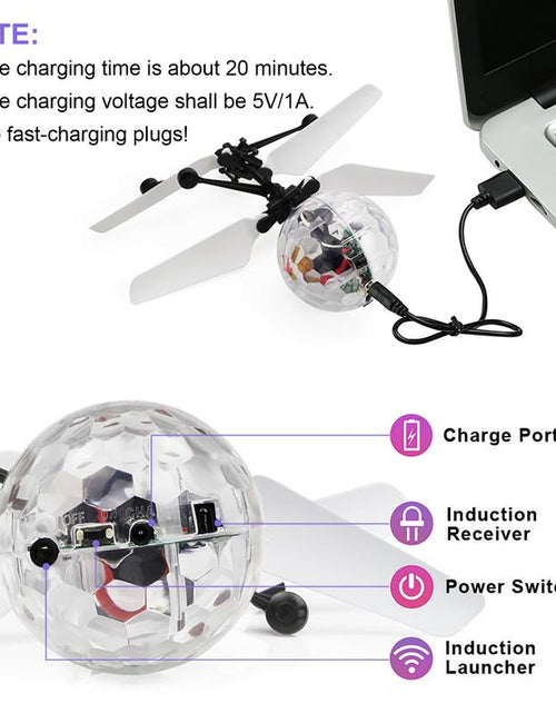 Load image into Gallery viewer, Allaugh Flying Ball Toys, RC Toy for Kids Boys Girls Rechargeable Light up Ball Drone Infrared Induction Helicopter with Remote Controller for Indoor and Outdoor Games
