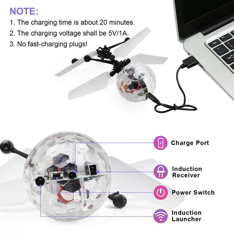 Allaugh Flying Ball Toys, RC Toy for Kids Boys Girls Rechargeable Light up Ball Drone Infrared Induction Helicopter with Remote Controller for Indoor and Outdoor Games