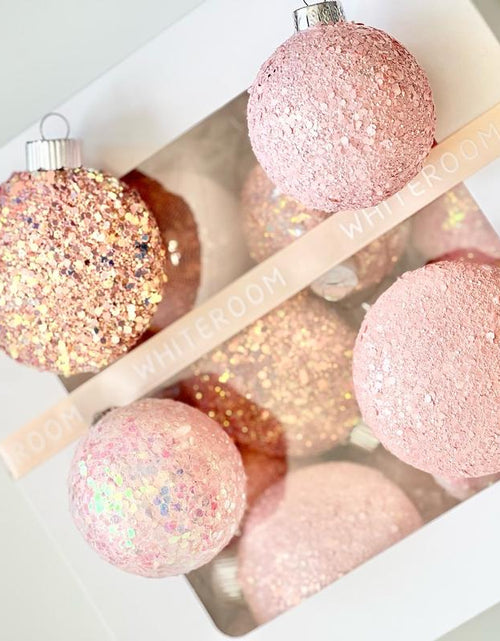 Load image into Gallery viewer, Christmas Glitter Ornaments, Christmas Tree Decoration, Pink Shades Set of 16 Pcs, Christmas Handmade Custom Balls Gift Decorative Hanging
