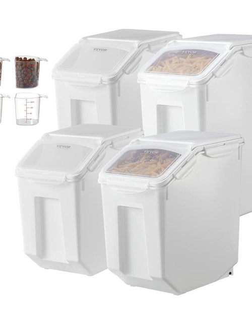 Load image into Gallery viewer, VEVOR Rice Storage Container, 3.5Gal/15Lx2 + 4.5Gal/20Lx2 Large Dog Food Dispenser Bin, Kitchen Ingredient Grain Cereal Bin, Pet Food Containers with Wheels, 4 Measuring Cups, Airtight Lid, 4 Pack
