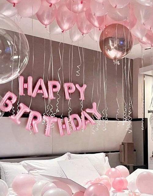 Load image into Gallery viewer, 59Pcs Pink Birthday Party Decoration Set Including Happy Birthday Banner, Latex Balloons, 4D round Foil Balloons with Glue Dots, and White Ribbon Birthday Balloon Foil Balloon Party Decoration Birthday Decoration
