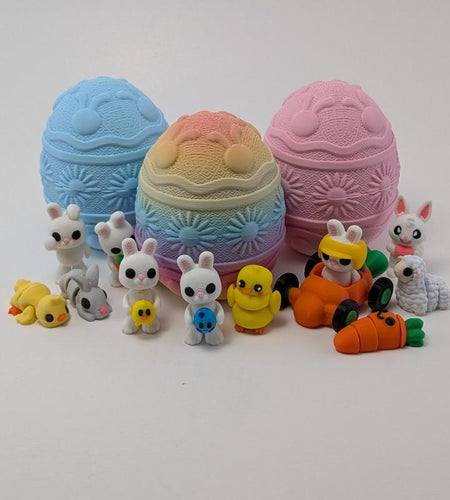 Easter Minis & Containers- Easter Themed Articulating 3D Printed Collectible Figurines - Easter Gift - Rainbow Egg & Easter Basket