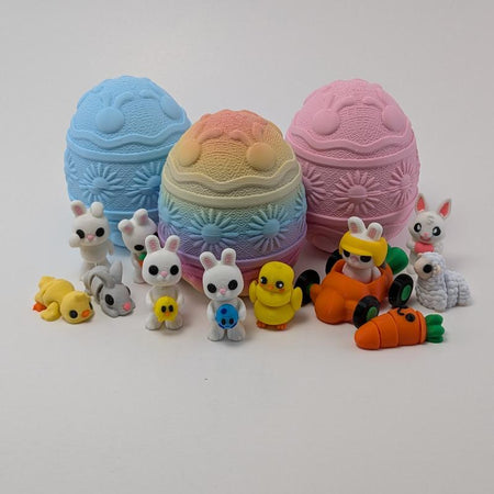 Easter Minis & Containers- Easter Themed Articulating 3D Printed Collectible Figurines - Easter Gift - Rainbow Egg & Easter Basket