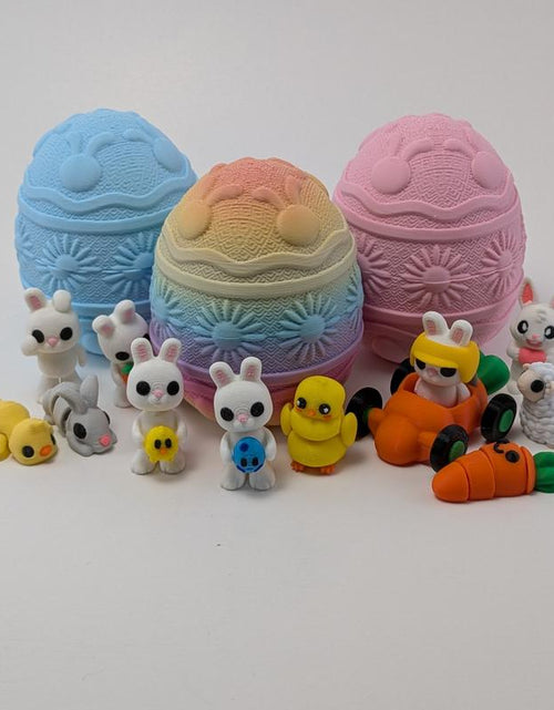 Load image into Gallery viewer, Easter Minis &amp; Containers- Easter Themed Articulating 3D Printed Collectible Figurines - Easter Gift - Rainbow Egg &amp; Easter Basket
