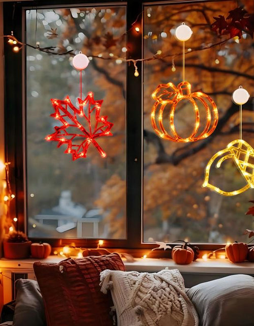 Load image into Gallery viewer, Lolstar Fall Decor Window Lights 2025 Thanksgiving Decorations Acorn Maple Leaves Pumpkin LED Lights with Suction Cups Battery Operated(Exclusive) Slow Fade Mode Timer Autumn Decorations for Home
