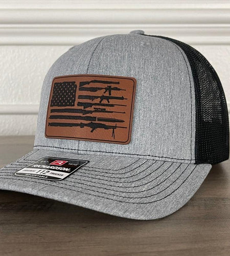 American Flag 2Nd Amendment Patriotic Leather Patch Hat