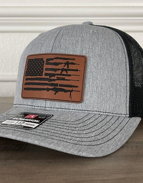Load image into Gallery viewer, American Flag 2Nd Amendment Patriotic Leather Patch Hat
