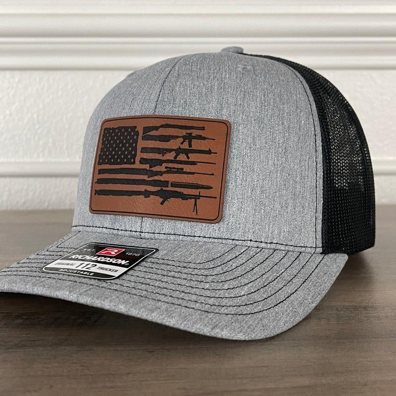 American Flag 2Nd Amendment Patriotic Leather Patch Hat