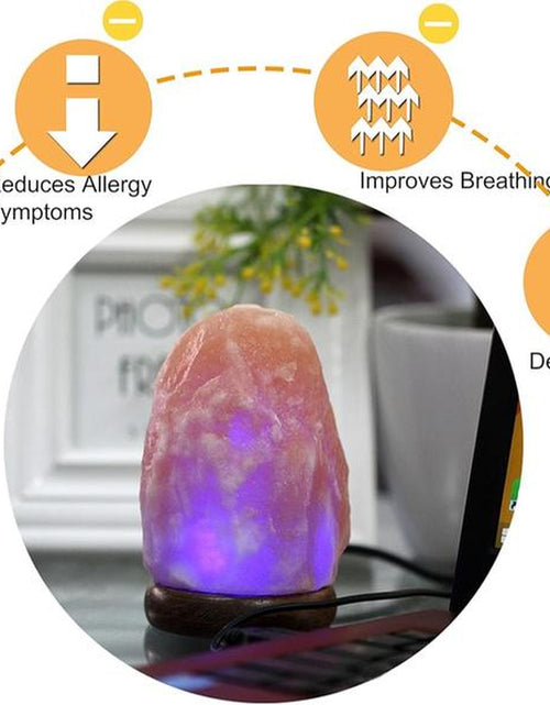 Load image into Gallery viewer, USB Himalayan Salt Lamp with Multi-Color LED Changing Bulb - Hand Carved Crystal Salt Rock Mini Lamp
