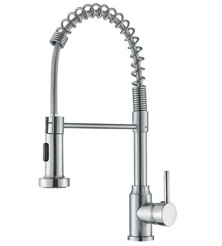 Senlesen Kitchen Faucets, Brushed Nickel Commercial Kitchen Faucet with Pull down Sprayer, Stainless Steel Kitchen Sink Faucets for 1 Hole, Single Handle Faucet for Sink Farmhouse Rv