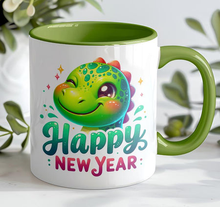 Green Dino Happy New Year Mug
