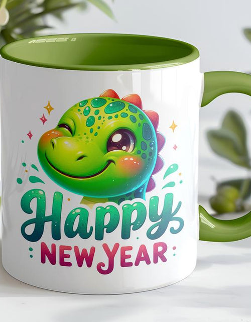 Load image into Gallery viewer, Green Dino Happy New Year Mug
