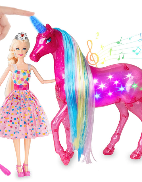 Load image into Gallery viewer, BETTINA Large Unicorn &amp; Princess Doll Set with Lights &amp; Sounds - Magical Unicorn Toys 11.5 Inch Dolls Horse Playset Unicorn Gifts for Girls Ages 3-8
