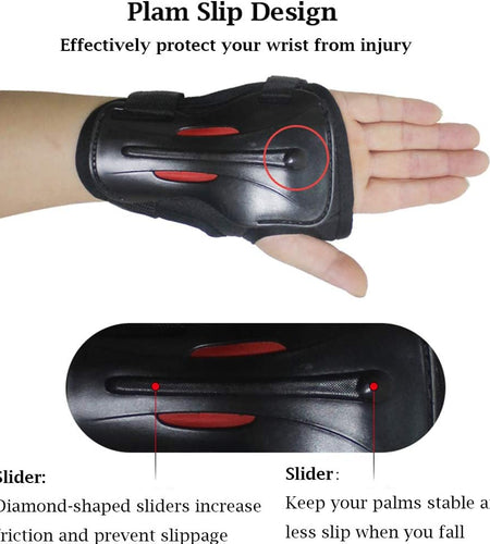 Adult/Child Long Damping Non-Slip Anti-Fall Wrist Guards Protective Gear for Roller Skating Skating Skiing Skateboard Snowboard Cycling Bicycle Scooter