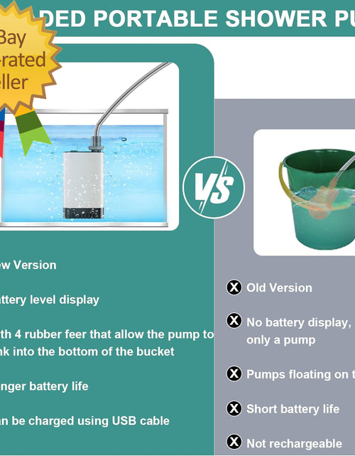 Load image into Gallery viewer, Portable Shower for Camping, Rechargeable Electric Camping Shower Pump
