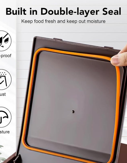 Load image into Gallery viewer, Dog Food Storage Container Stainless Steel with Scoop, 16Lb/7.4Kg Airtight Pet Metal Food Storage Bin, Cat Food Container for Dry Dog Food, Cat Food, Bird Seed, Keep Food Fresh, Brown
