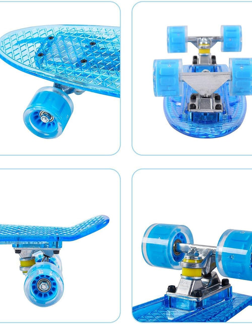 Load image into Gallery viewer, 22 Inch Skateboard- with Led Light up Wheels for Beginners,Complete Mini Cruiser Retro Skateboard for Kid,Smooth Riding,Durable Polypropylene with Pu Wheels
