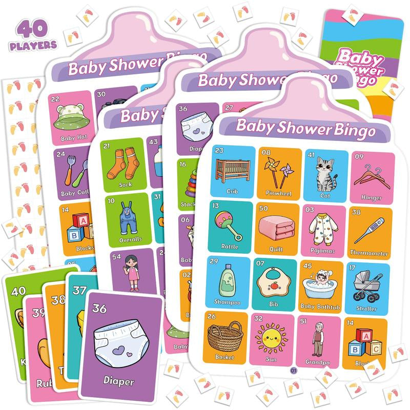 40 Baby Shower Bingo Cards, Activities Games,Party Bingo for Adults Kids