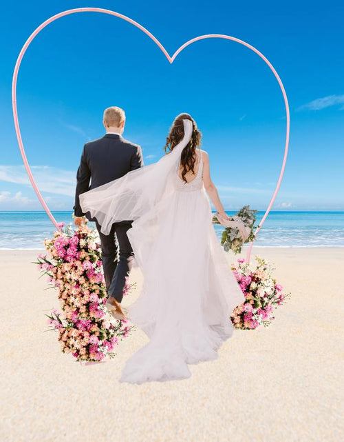Load image into Gallery viewer, Its about Time Weddings Pink Heart Shaped Backdrop Stand Weddings Bridal Shower Party Decoration Tall Pink, Ceremony Arch Decor, Floral Arches Wedding 8.2Ft X7.8Ft
