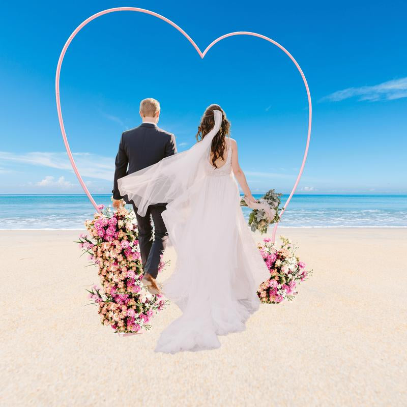 Its about Time Weddings Pink Heart Shaped Backdrop Stand Weddings Bridal Shower Party Decoration Tall Pink, Ceremony Arch Decor, Floral Arches Wedding 8.2Ft X7.8Ft