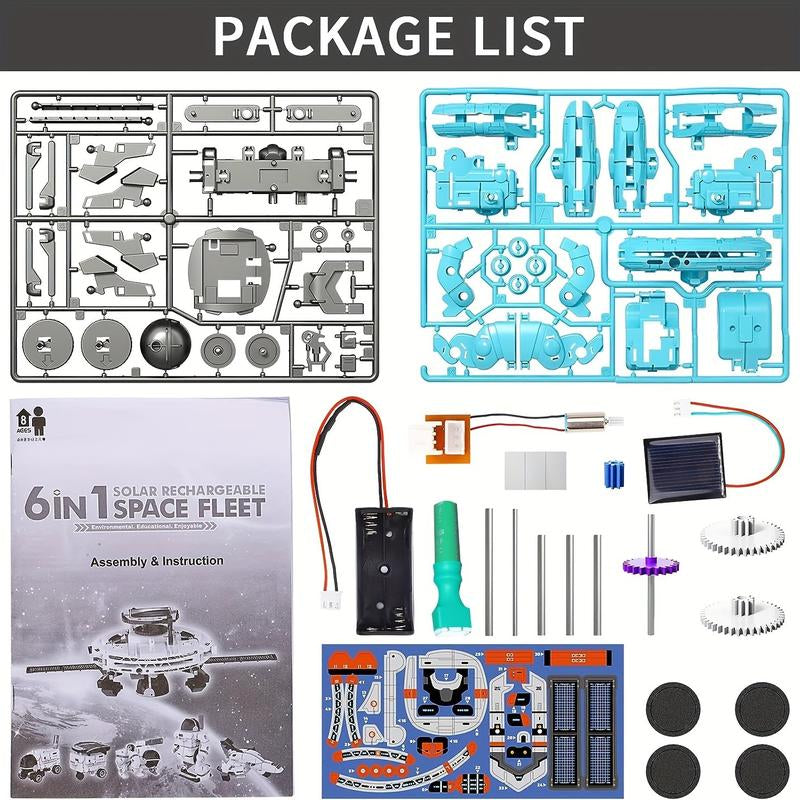 STEM 6-In-1 Solar Robot Kit - Space-Themed Educational Toy for Kids, Creative Learning, Birthday & Holiday Gift for Hands-On Science Projects Fun Mode