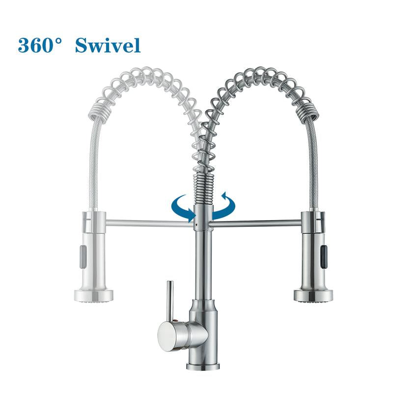 Senlesen Kitchen Faucets, Brushed Nickel Commercial Kitchen Faucet with Pull down Sprayer, Stainless Steel Kitchen Sink Faucets for 1 Hole, Single Handle Faucet for Sink Farmhouse Rv