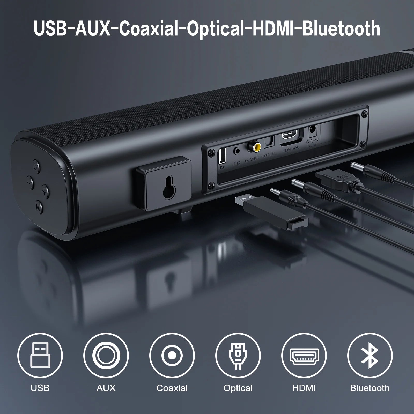 4.1Ch Sound Bar with Subwoofer, 120W Separable Sound Bar for TV, 2-In-1 Detachable Sound Bar with Usb/Aux/Coaxial/Optical/Hdmi/Bluetooth
