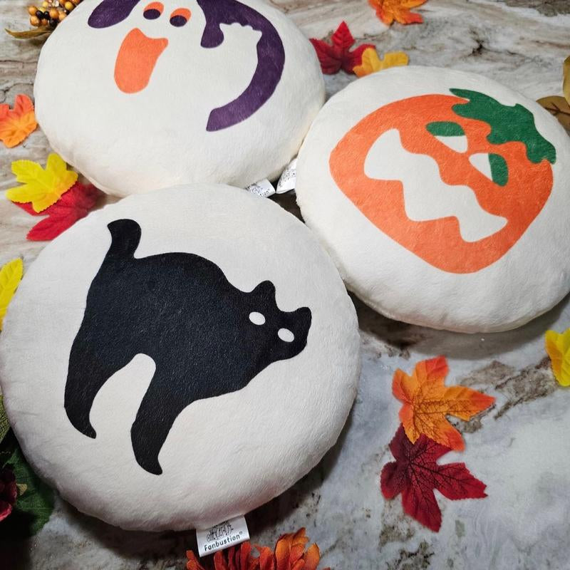 Kawaii Halloween Sugar Cookie Pillow |10 Inch Pumpkin, Black Cat & Ghost | Break & Bake Cookie Decor