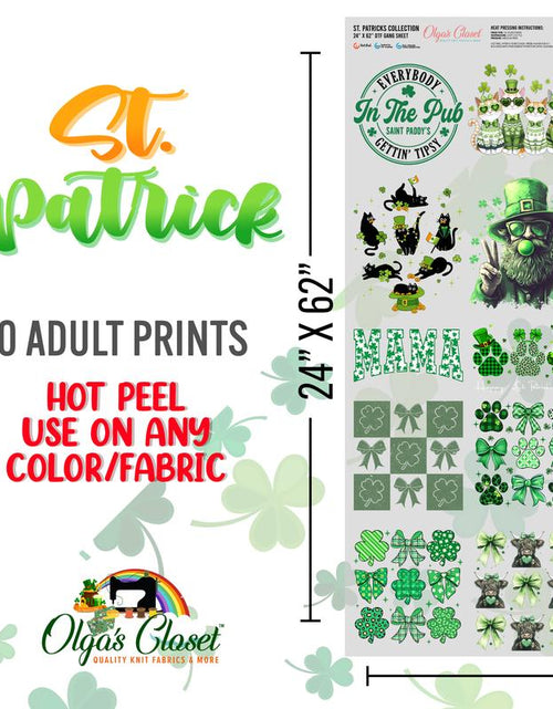 Load image into Gallery viewer, St. Patrick Gang Sheet 10 Premium Quality DTF Heat Transfer Prints DIY 24X62&quot;
