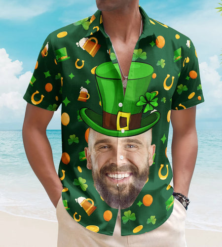 Custom Face Funny Happy St Patrick'S Day - Custom Photo Hawaiian Shirts