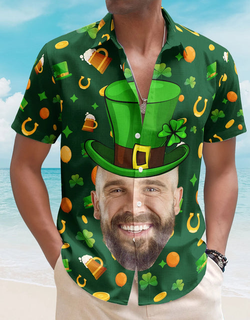 Load image into Gallery viewer, Custom Face Funny Happy St Patrick&#39;S Day - Custom Photo Hawaiian Shirts
