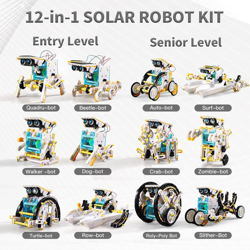 Education Building Science Experiment Set, 12 in 1 STEM Solar Robot Kit Toys,Birthday/Christmas Gift