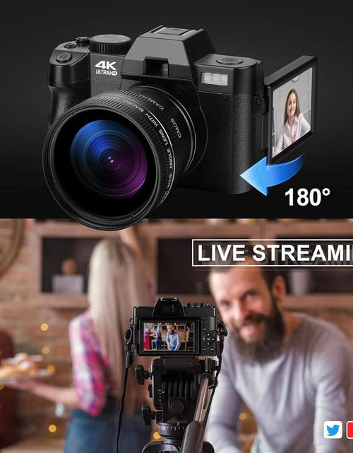 Load image into Gallery viewer, 4K Digital Cameras for Photography, 48MP Vlogging Camera for Youtube with Wifi, 180° Flip Screen Compact Camera with Flash
