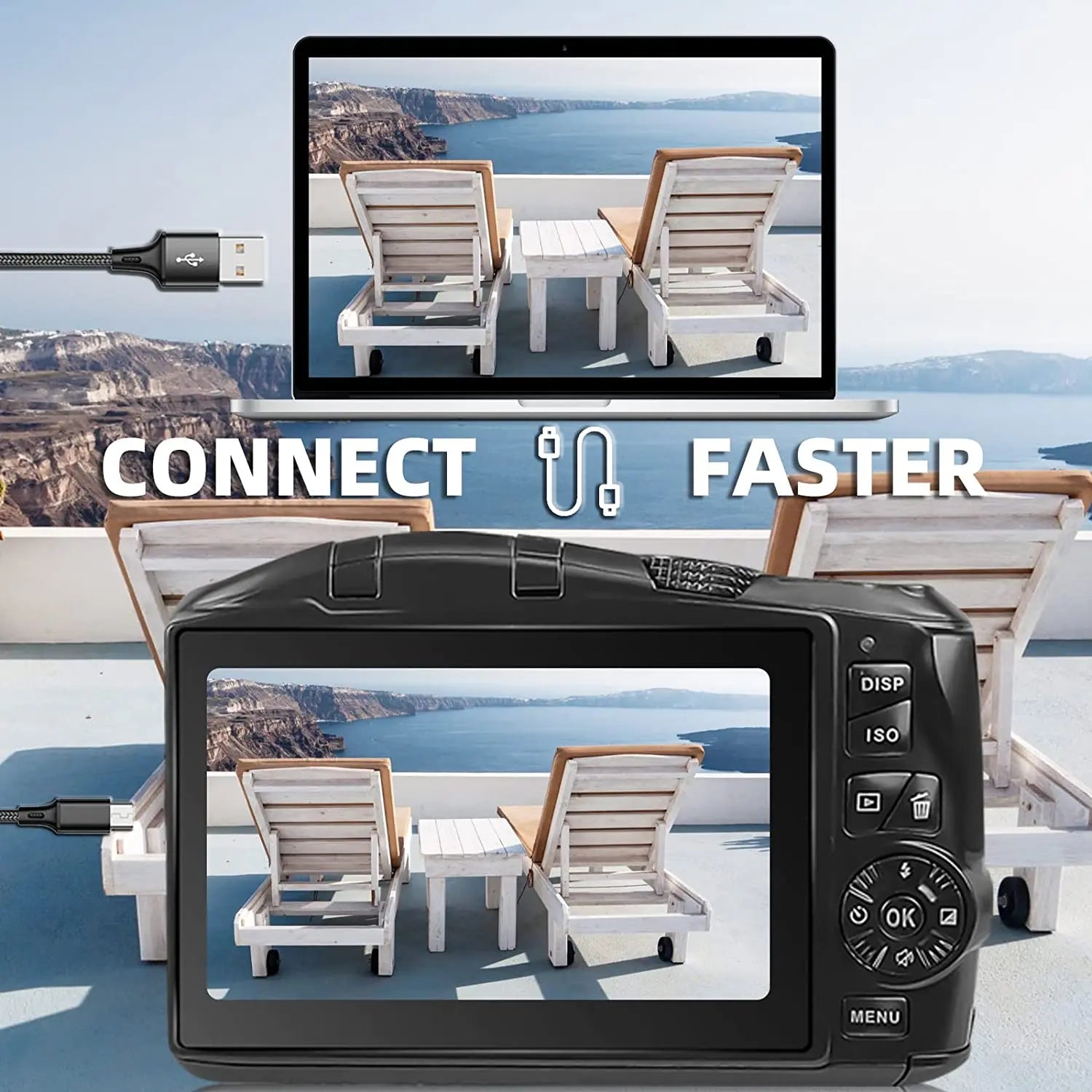4K Digital Camera Ultra 48MP Camera Vlogging Camera with Wide Angle Lens 16X Digital Zoom 3.0 Inch Screen Camera
