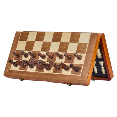 2 Queens Portable Travel Gift Chess Set for Tournament Professional Beginner 15 Inch 2-IN-1 Chess Checkers Game Set,