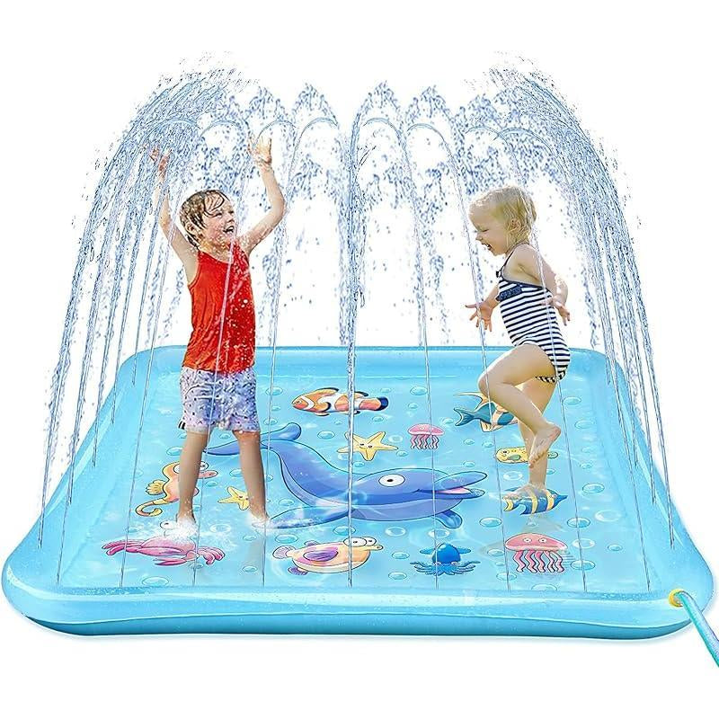 Splash Pad for Toddlers, Outdoor Sprinkler for Kids, 67" Summer Water Toys Inflatable Wading Baby Pool Fun Gifts for 3 4 5 6 7 8 9 Years Old Boy Girl Backyard Garden Lawn Outdoor Games