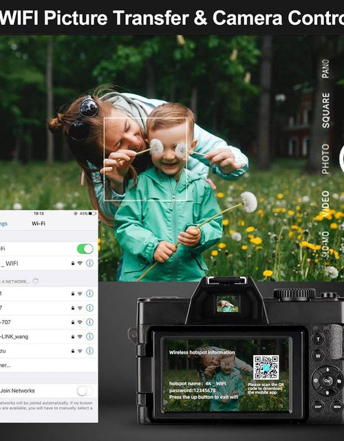 Load image into Gallery viewer, 4K Digital Cameras for Photography, 48MP Vlogging Camera for Youtube with Wifi, 180° Flip Screen Compact Camera with Flash
