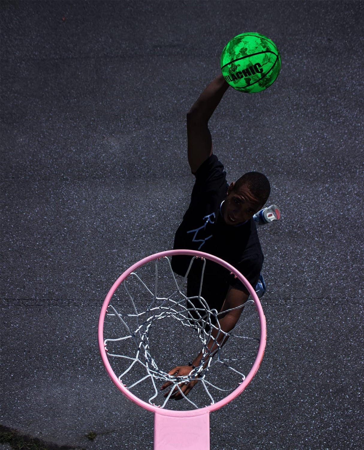 Glow in the Dark Basketball - Glowing Leather Green Light up Gift for Teenagers, Men, Women - Indoor-Outdoor Night Game with Pump (Size 5/6/7)